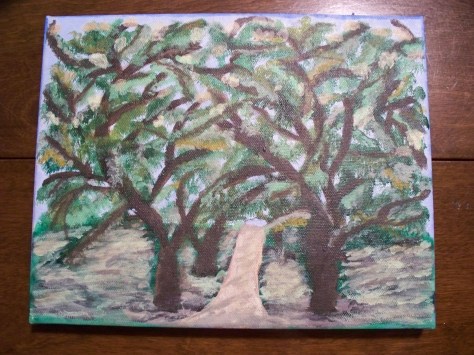 Oak Alley Plantation, NO; Acrylic on stretched canvas;  By Barbara Mattio