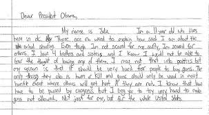 Child's letter to President Obama about guns.