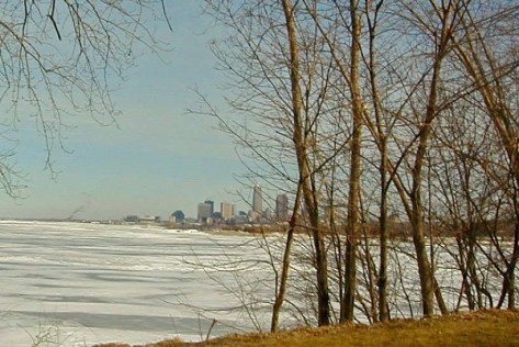 Cleveland skyland from Huntington Beach, west of the city.Photograph cpoyrighted by Barbara Mattio 2013