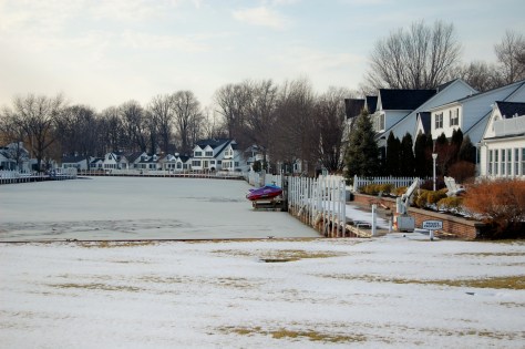 Since Vermillion sits on Lake Erie, there are many streets but some people have waterways which freeze in winter.