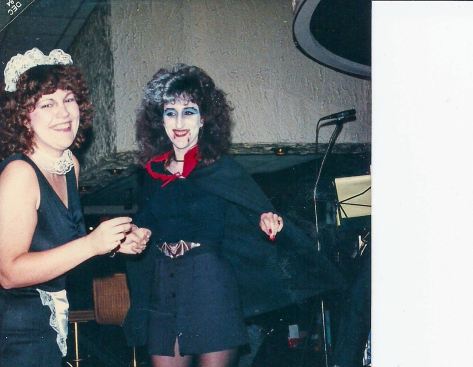 My friend Joannie and myself at a Halloween party many full moons ago. I am in the French Maid Outfit