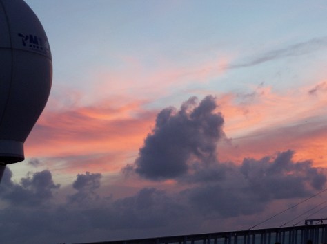 sunset from the ship. Photograph taken and copyrighted by Barbara Mattio