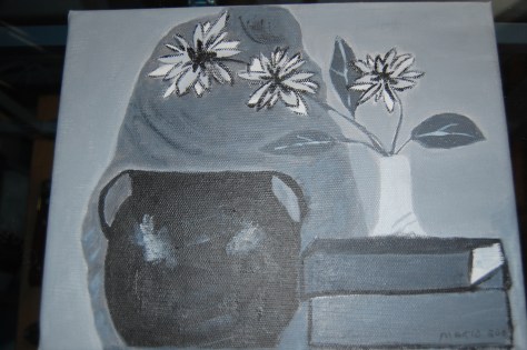 Monochrome Still-life Acrylics on canvas by Barbara Mattio. Copyrighted 2008