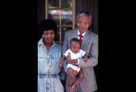 Nelson Mandela holding his granddaughter