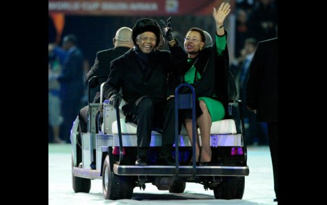 World Cup: Netherlands v Spain. Spain won. Mr. Mandela touring stadium