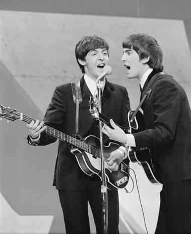 Paul McCartney and George Harrison at Ed Sullivan