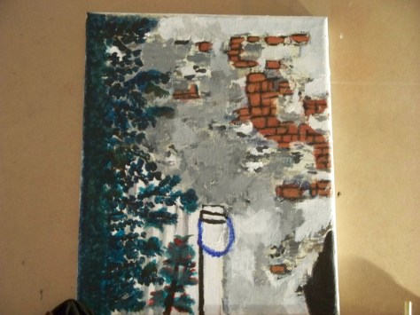 Acrylic painting of courtyard in the French Quarter. Painted and copyrighted 2009