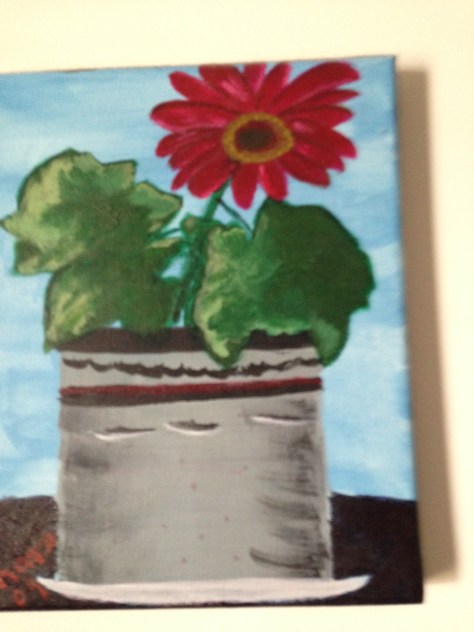 Gerber daisy. Acrylic paint Painted by Barbara Mattio  copyright 2009
