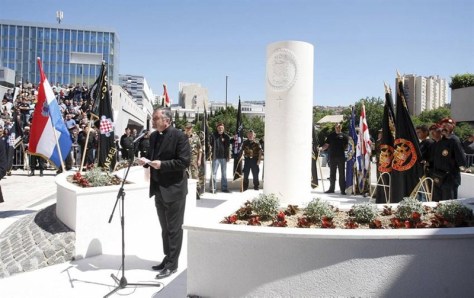 Monument to the HOS 9th Battalion Rafael Vitez Boban raised in Split, Croatia - 9 May 2014