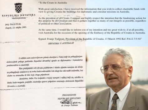 dr Franjo Tudjman's Letter March 1992 (Click image to enlarge)