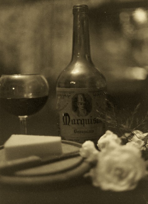 Sepia wine and cheese photographed and copyrighted by Barbara Mattio 2014