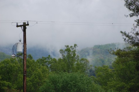 Storm coming in and mist in the mountains, Chimney Rock, NC. Photograph and copyright by Barbara Mattio, 2016