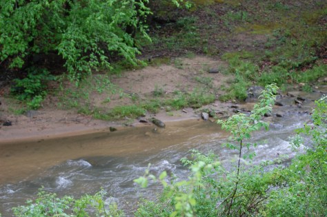 Rocks from the mountains have fallen into the river. Photograph and copyright by Barbara Mattio, 2016