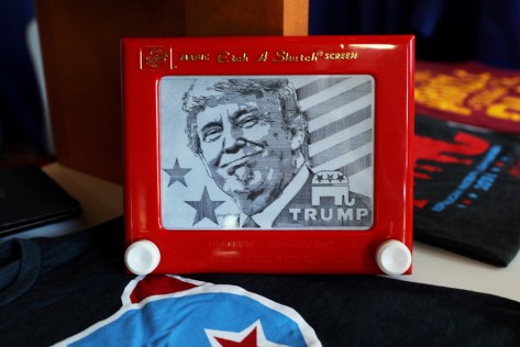 Trump on etch a sketch