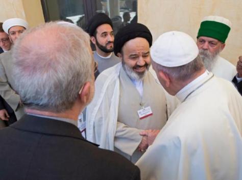 Pope Francis arrives during the inter-religious meeting "Prayer for Peace" in Assisi, Italy, September 20, 2016. Osservatore Romano/Handout via Reuters
