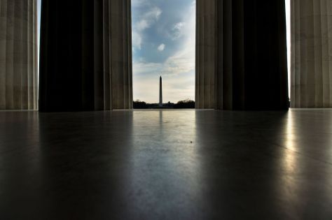 The Washington Monument is seen from the Lincoln Memorial on February 12. When it was completed in 1884, the Washington Monument was the tallest structure in the world, and it remains the tallest structure in Washington, D.C. Getty